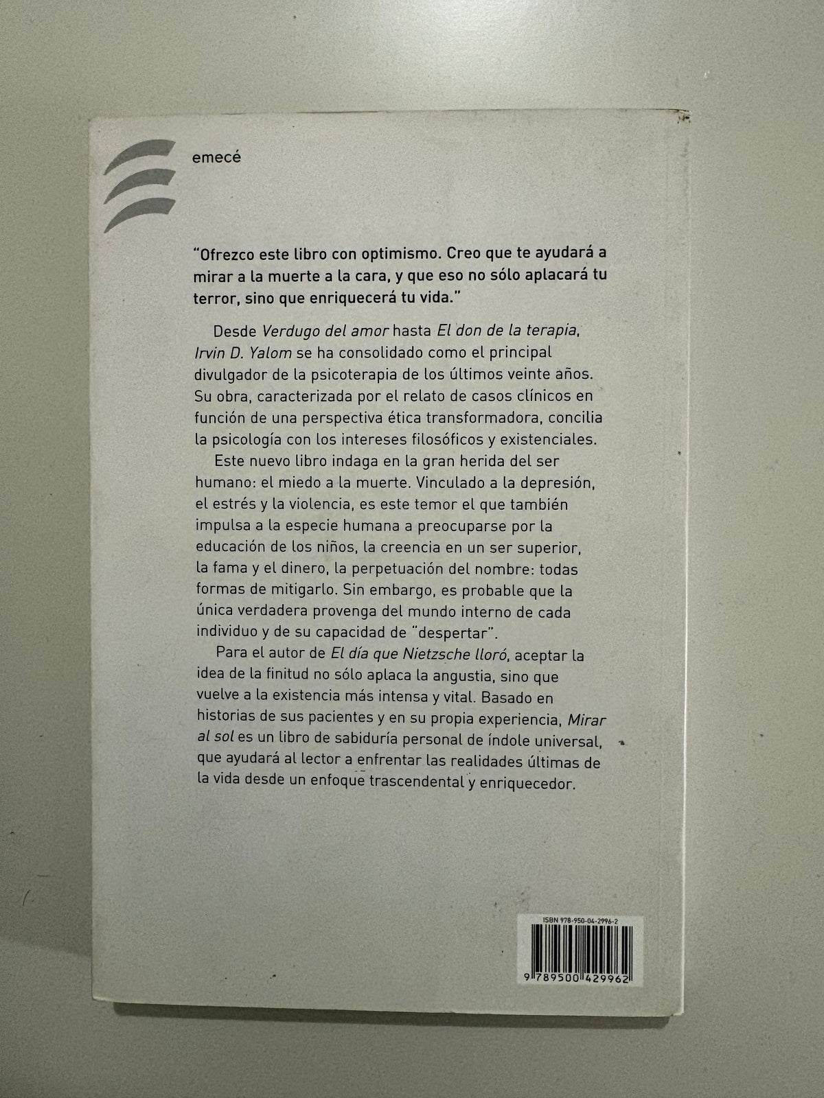 Mirar al sol – Irvin D. Yalom