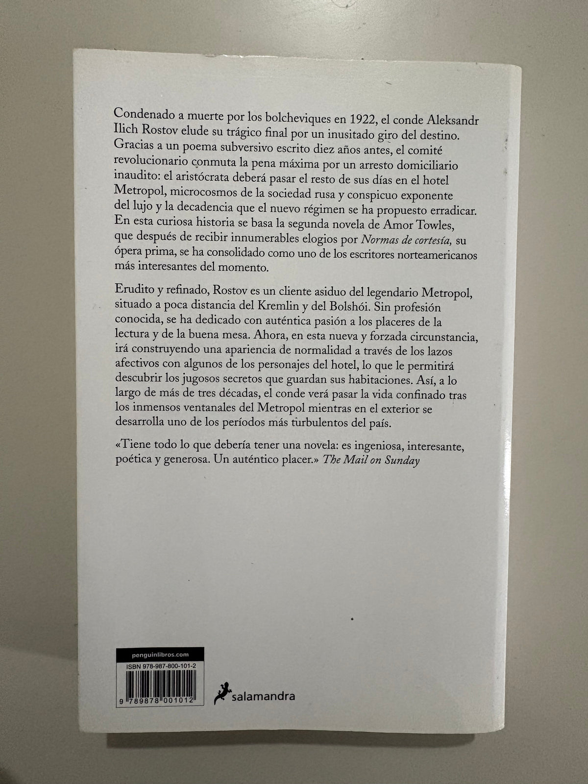 Un caballero en Moscú – Amor Towles
