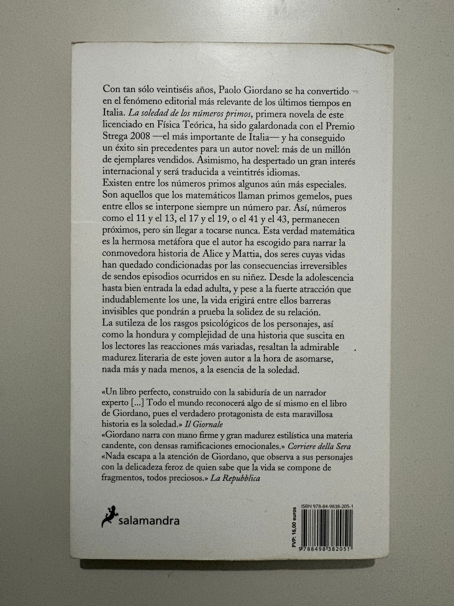 La soledad de los números primos - Paola Giordano