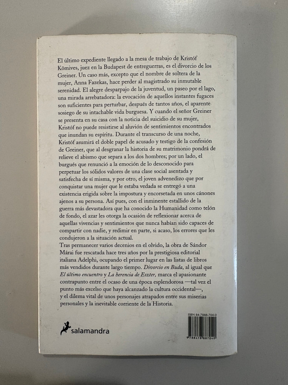 Divorcio en Buda – Sándor Márai